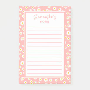 Coral Pink Boho Spring Daisies Post-it Notes