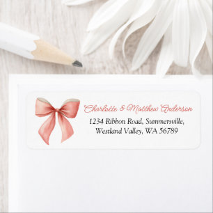 Coral Pink Bow Return Address