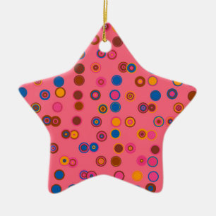 Coral Pink bubblegum geometric circle pattern Ceramic Tree Decoration