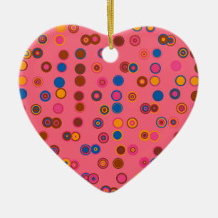 Coral Pink bubblegum geometric circle pattern Ceramic Tree Decoration