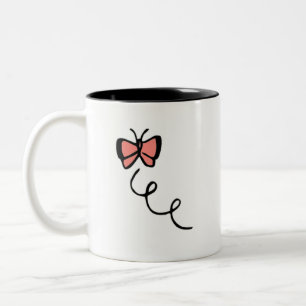 Coral Pink Butterfly Two-Tone Coffee Mug