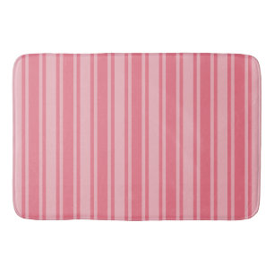 Coral pink candy stripes bath mat