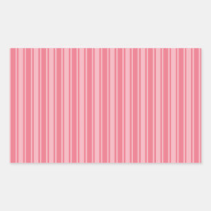 Coral pink candy stripes rectangular sticker