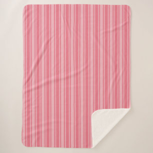 Coral pink candy stripes sherpa blanket