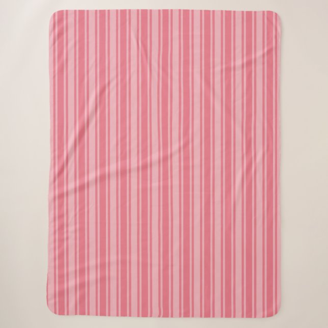 Coral pink candy stripes sherpa blanket (Front)