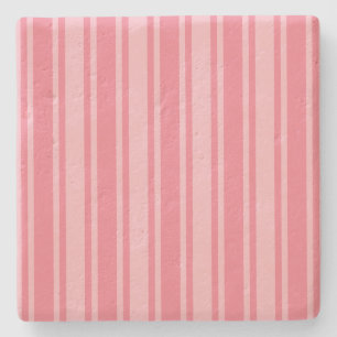 Coral pink candy stripes stone coaster