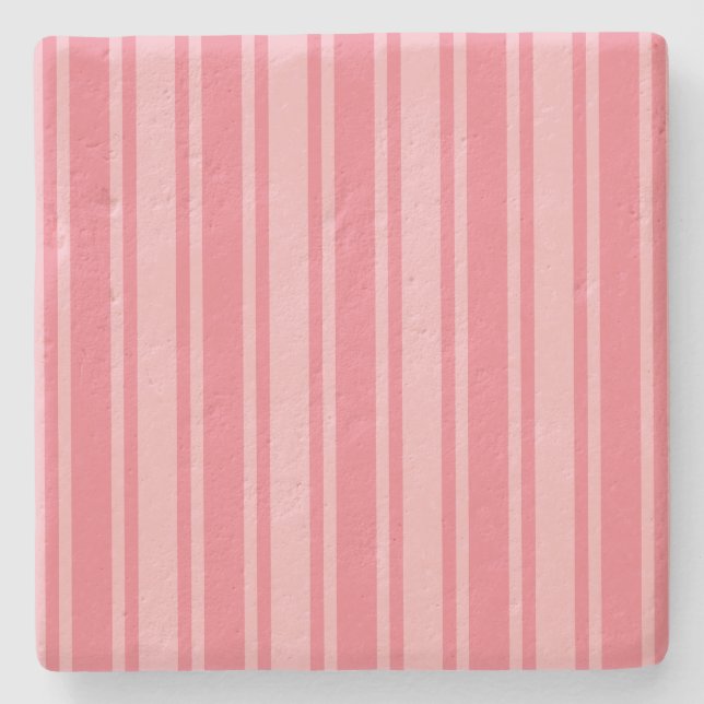 Coral pink candy stripes stone coaster (Front)