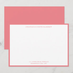 Coral Pink Classic Border Flat Note Card