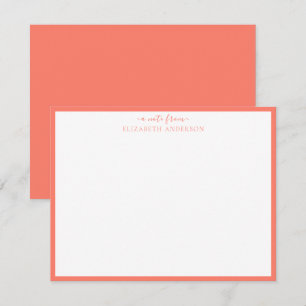 Coral Pink Classic Border Note Card