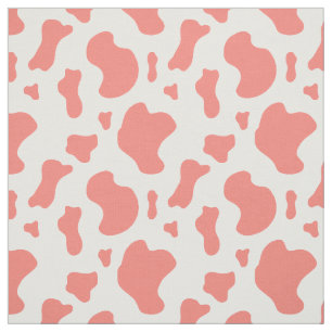 Coral Pink Cow Print Fabric