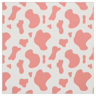 Coral Pink Cow Print Fabric