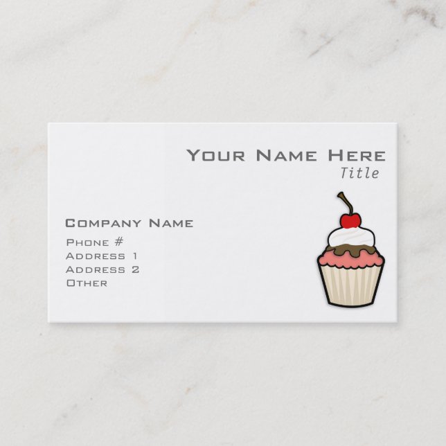 Coral Pink Cupcake Business Card (Front)