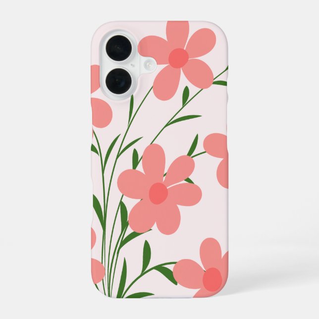 Coral Pink Daisy Floral Phone Case (Back)