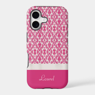 Coral Pink Damask Personalised iPhone 5 Case