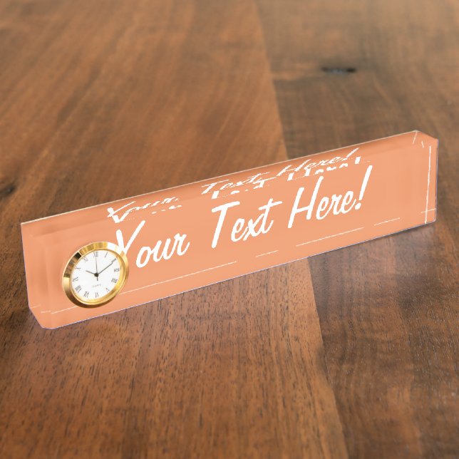 Coral pink decor background ready to customise nameplate (Side)
