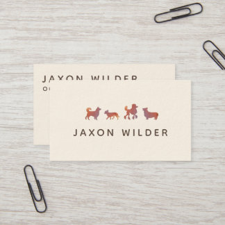 Coral Pink Dog Silhouette Cloud Sunset Minimal Business Card