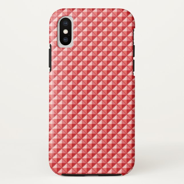 Coral pink, enamel look, studded grid Case-Mate iPhone case (Back)