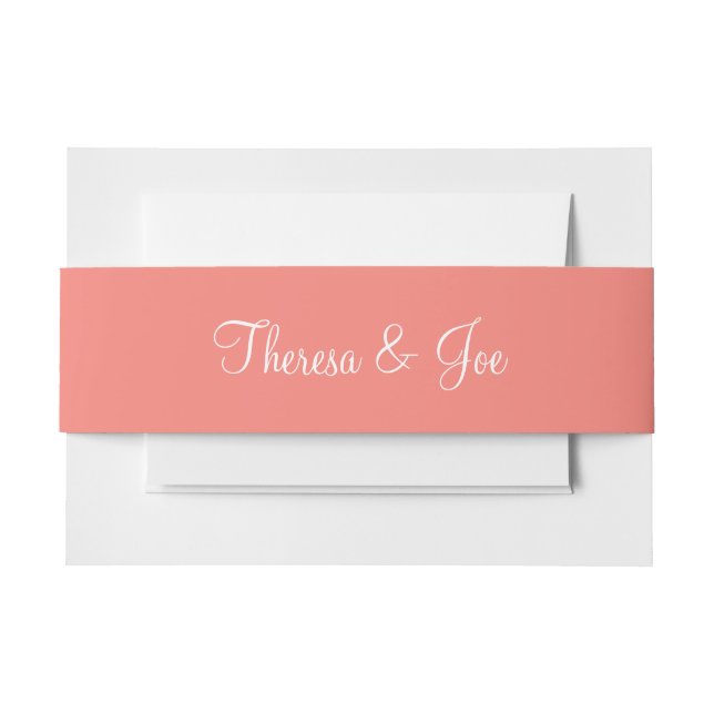 Coral Pink Exclusive Full Colour Invitation Belly Band (Front Example)