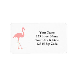 Coral pink flamingo bird address labels