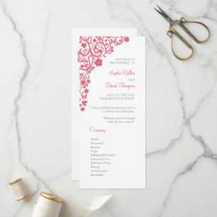 Coral Pink Floral Butterfly Garden Boho Wedding Programme