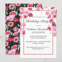 Coral Pink Floral Watercolor Birthday Party