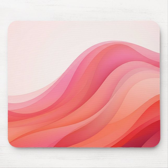 Coral Pink Flowing Gradient Waves Mouse Pad (Front)
