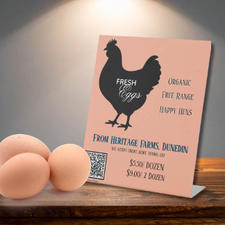 Coral Pink Fresh Eggs Farmer's Market Sign QR Code