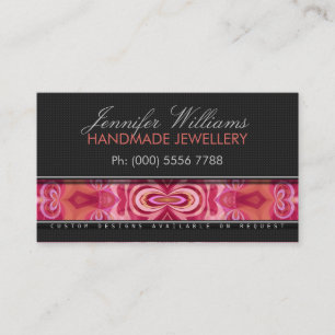 Coral Pink Geo- Batik Artist Promo Business Cards