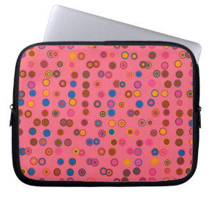 Coral Pink geometric circles bubble gum Laptop Sleeve