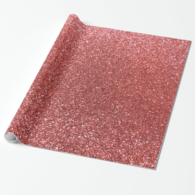 Coral pink glitter wrapping paper (Unrolled)