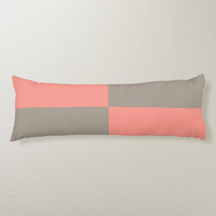 Coral Pink Grey Chequered Pattern Body Cushion