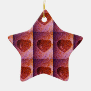 coral pink heart ceramic tree decoration