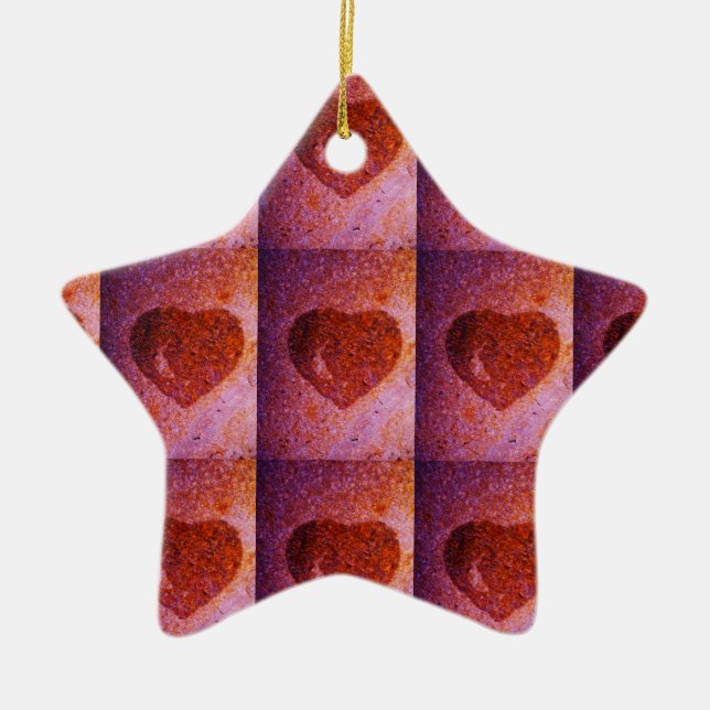 coral pink heart ceramic tree decoration (Front)