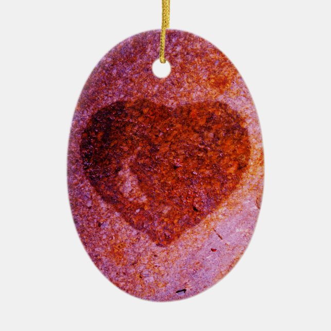 coral pink heart ceramic tree decoration (Front)