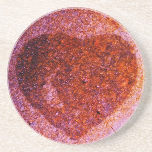 coral pink heart coaster (Front)