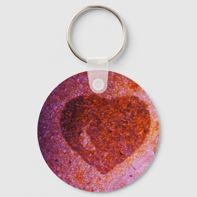 coral pink heart key ring (Front)