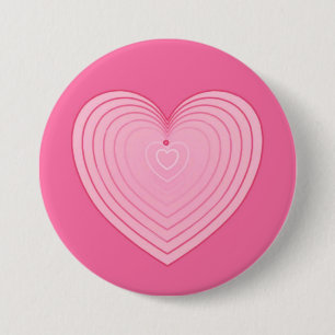 Coral pink heart on a deep pink background 7.5 cm round badge