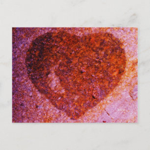 coral pink heart postcard