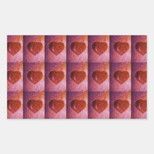 coral pink heart rectangular sticker