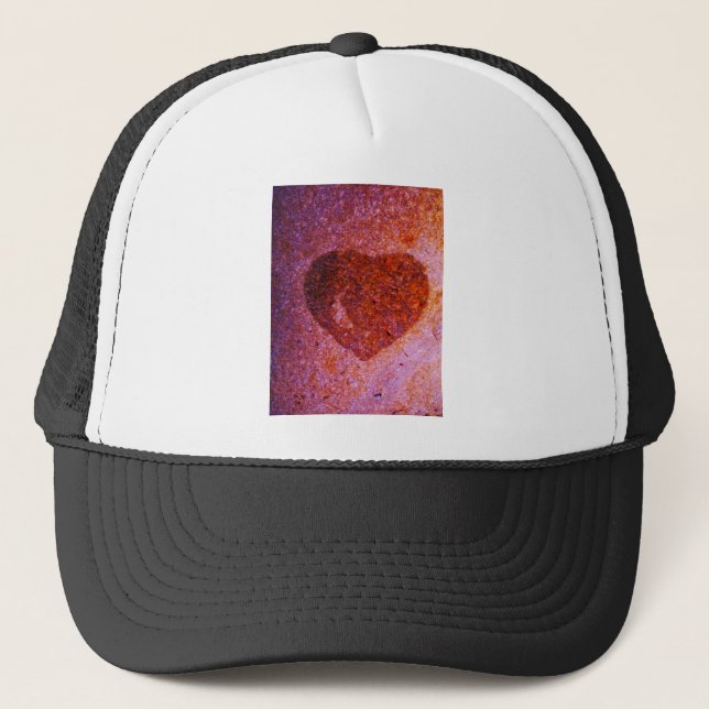 coral pink heart trucker hat (Front)
