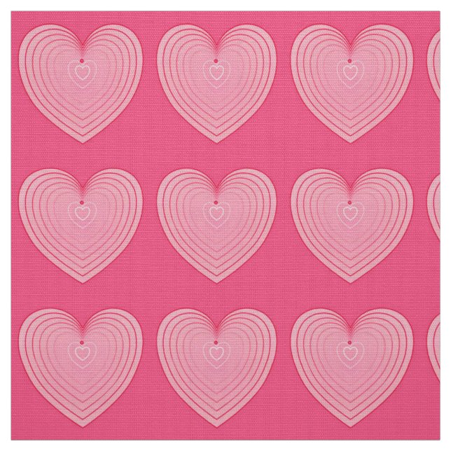 Coral pink hearts, deeper pink background fabric (Swatch)