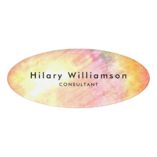 Coral Pink Holograph Magnetic Employee Custom Name Tag