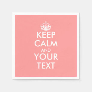 Coral pink keep calm and your text paper napkins