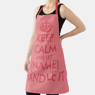 Coral pink keep calm handle it cute women's apron