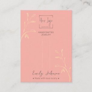 Coral Pink Leaf QR Jewellery Hairclip Display Card