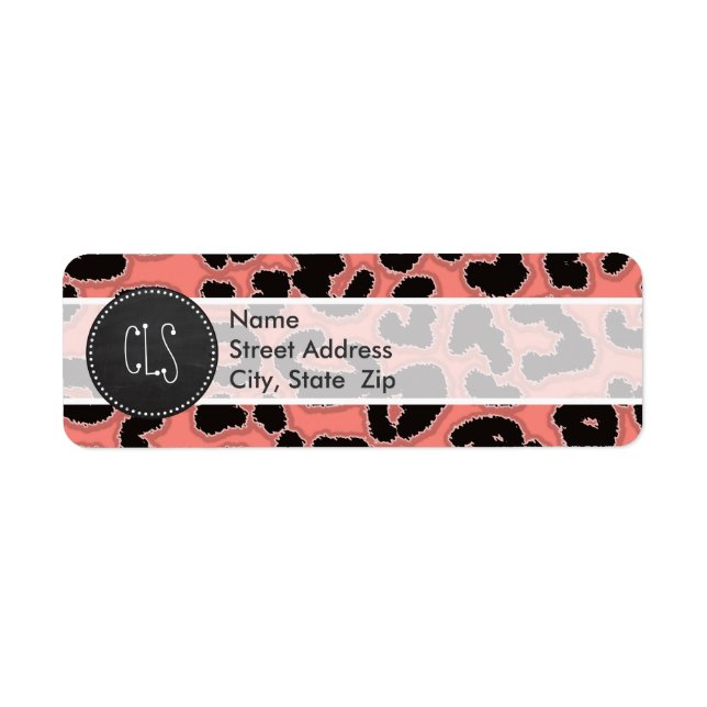 Coral Pink Leopard Print; Chalkboard look (Front)