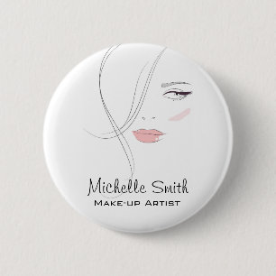 Coral pink lips make up artist branding 6 cm round badge