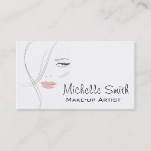 Coral pink lips make up artist branding business card