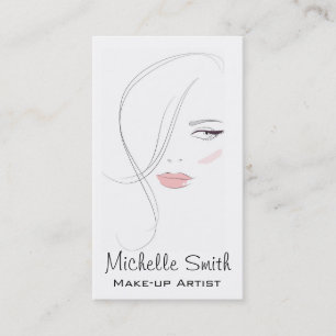 Coral pink lips make up artist branding business card