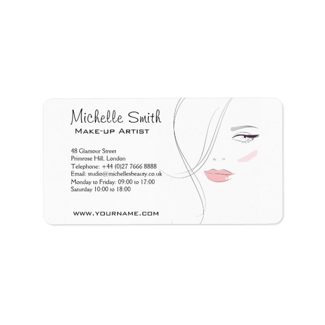 Coral pink lips make up artist  branding label (Front)